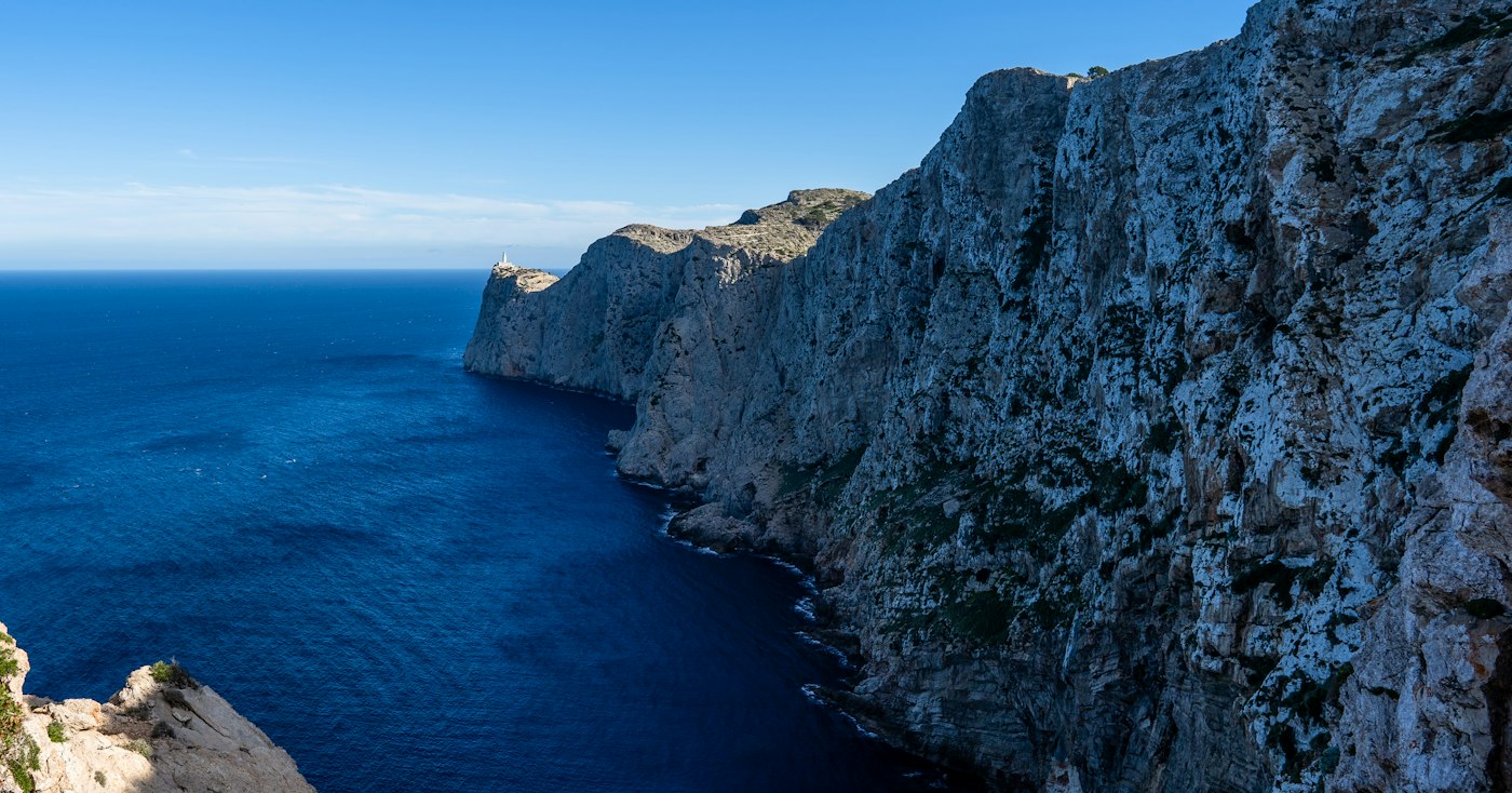 Rocky Cap de Formentor cliffs above the Mediterranean Sea